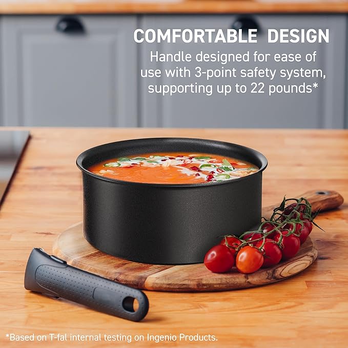 T-fal Ingenio Expertise Non Stick Cookware Set 14 Piece, Induction Oven Broiler - Image 5