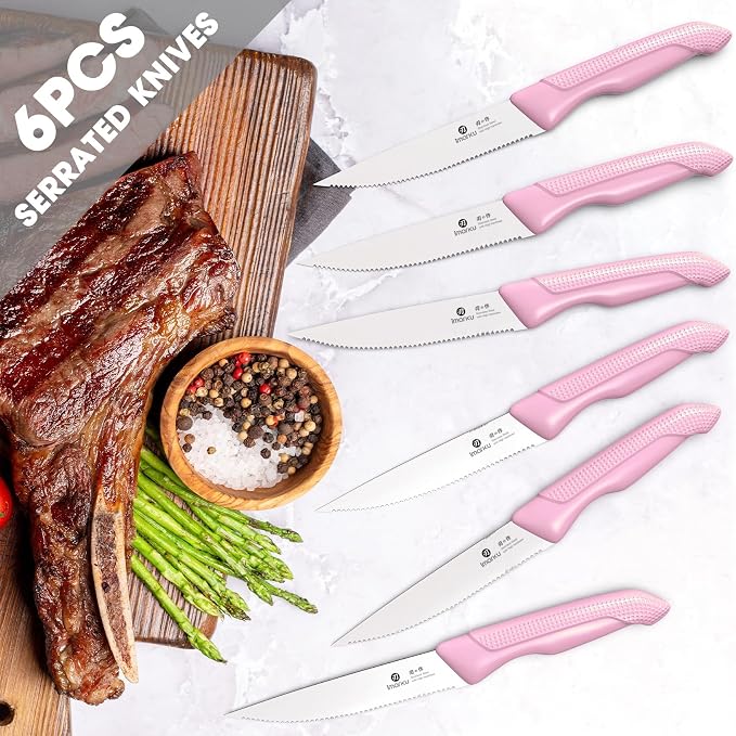 imarku Knife Set with Block, Sharp Knife Set with Built-in Sharpener, Japanese - Image 8