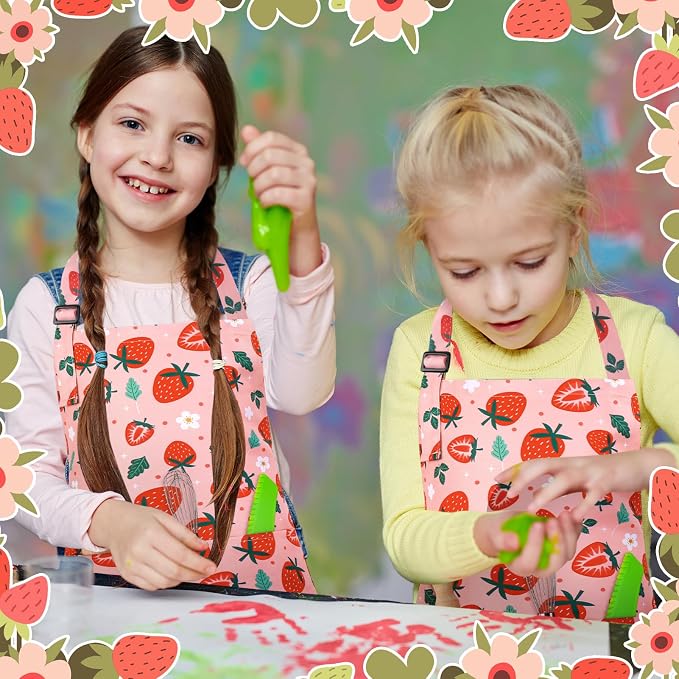 2 Pack Kids Apron, Cute Cooking Aprons, Waterproof Art Apron - Image 6