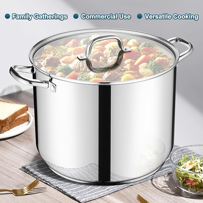 E-far 24-Quart Large Stock Pot, Stainless Steel Stockpot - Image 4