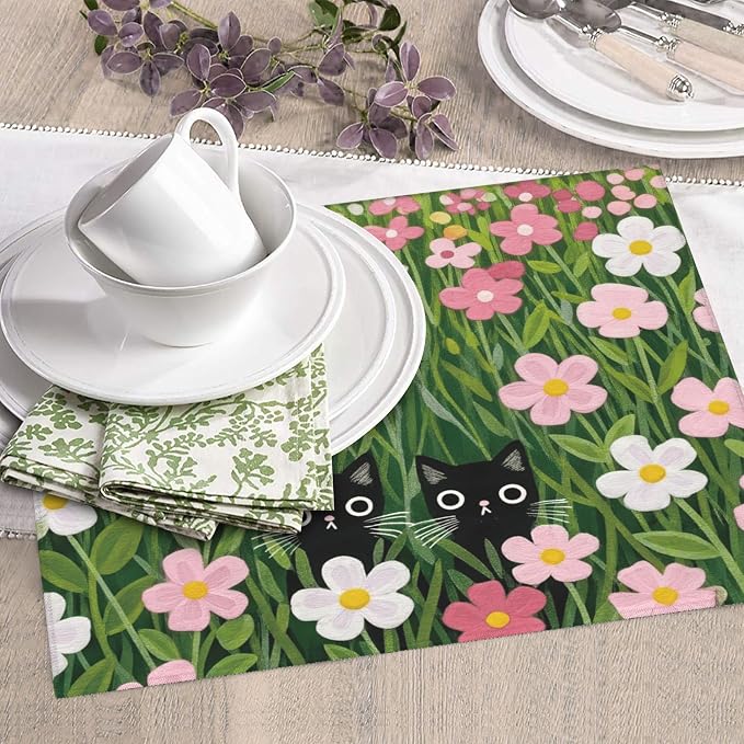 Pink Floral Cat Dish Drying Mat - Image 7