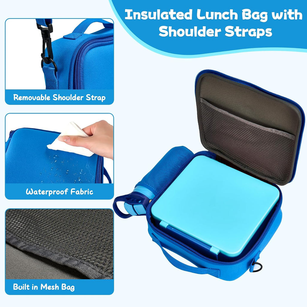 Kids Bento Lunch Box with 8oz Soup Thermo, Water Bottle, Kids