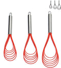 Flat Whisk Set, Stainless Steel 3 Pack 10''+11''+12'' Premium Sturdy-6 Silicone by Jell-Cell