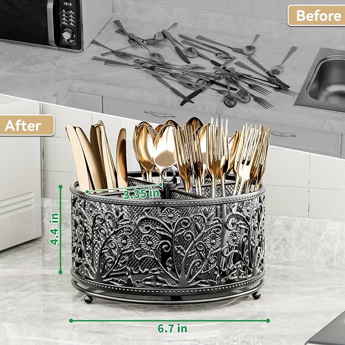 YIUKEA 360° Rotating Utensil Caddy - Image 6
