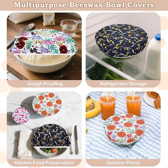 5-Size Reusable Beeswax Bowl Covers - Image 5