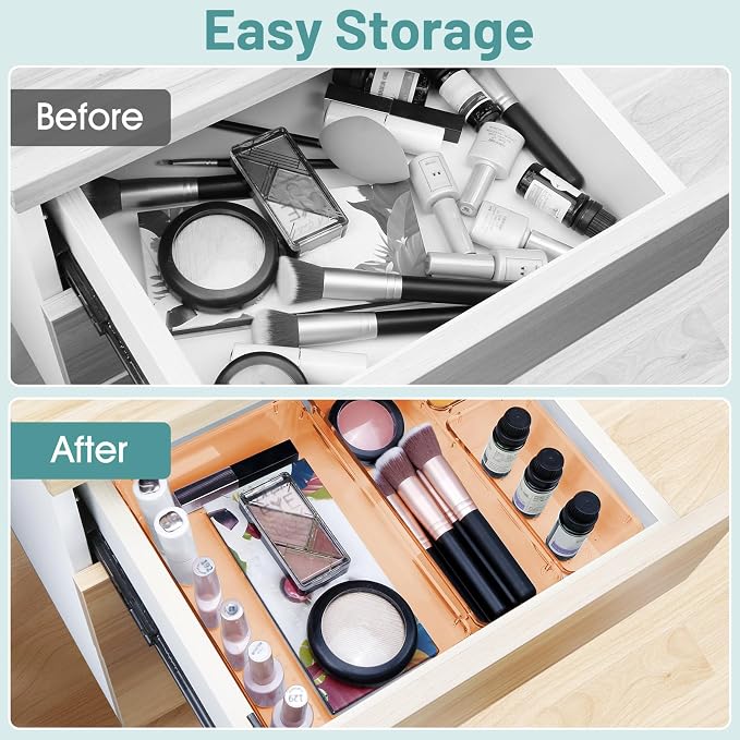 WOWBOX 25 PCS Plastic Drawer Organizer Set, 4 Sizes Desk Drawer Divider - Image 4