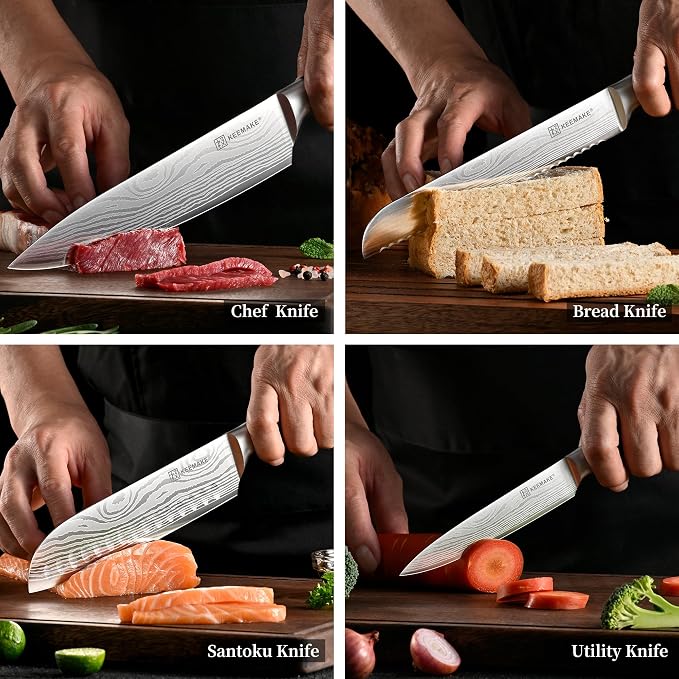 KEEMAKE Knife Set 5 Pieces, Professional Kitchen Knife Set, High Carbon - Image 7