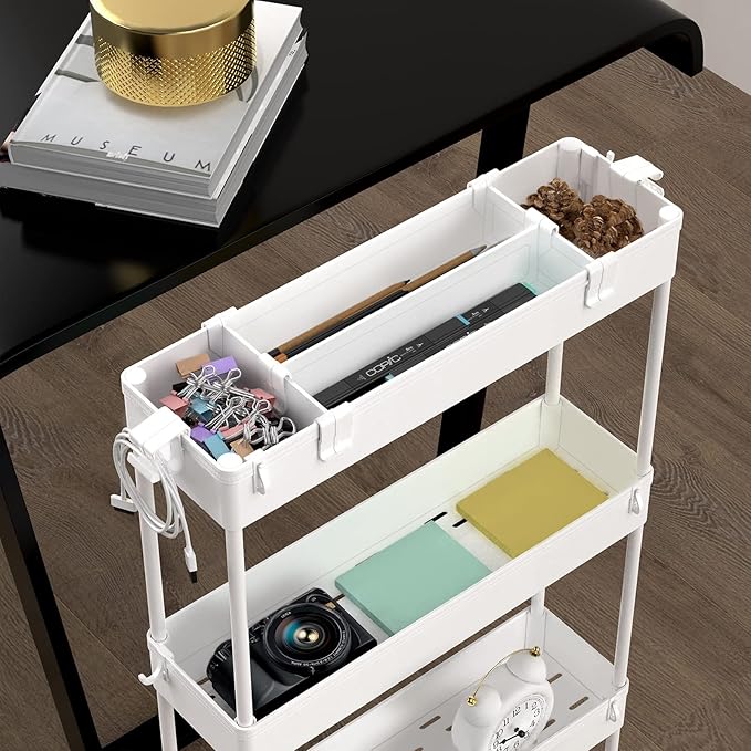 SPACELEAD Slim Storage Cart 4 Tier, Bathroom Organizer Rolling Utility - Image 4