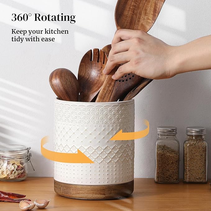 DOWAN 360° Rotating Extra Large Cooking Utensil Holder, 7.6" Kitchen Utensil - Image 5