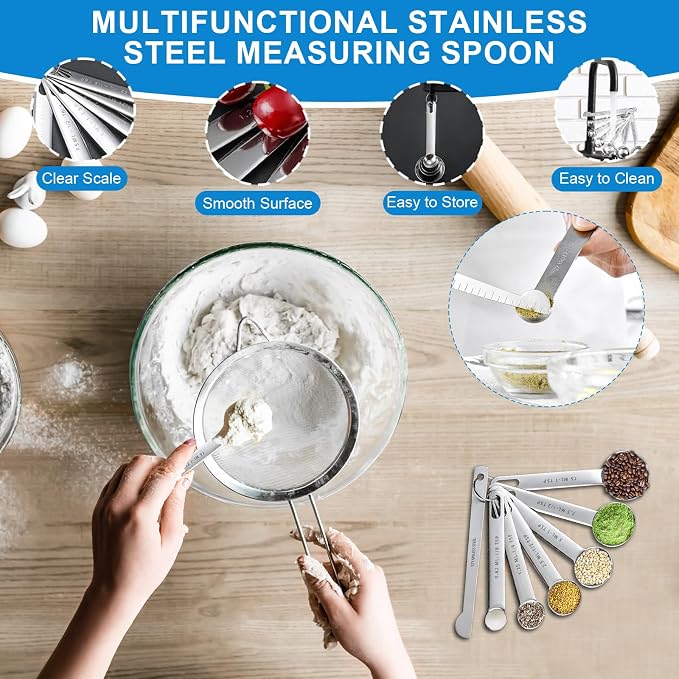 Measuring Cups and Spoons Set 21 Piece, 11 Stainless Steel Nesting Measuring - Image 3