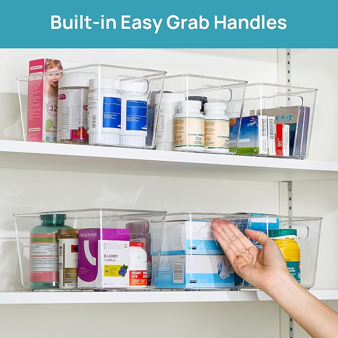 Vtopmart 6 Pack Clear Storage Bins, Pantry Cabinet Organizer Bins - Image 6