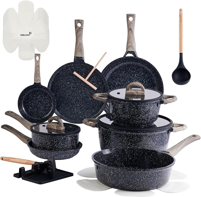 Pots and Pans Set Non Stick Non-Toxic 22 Pcs Ceramic Cookware Sets Nonstick by useluck