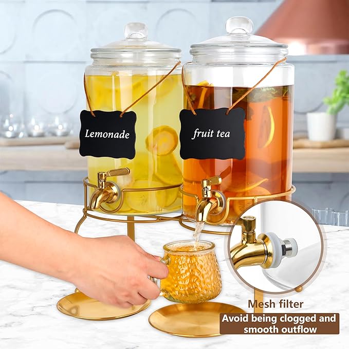 Drink Dispensers for Parties, 2 Pack 1 Gallon Beverage Dispenser - Image 6