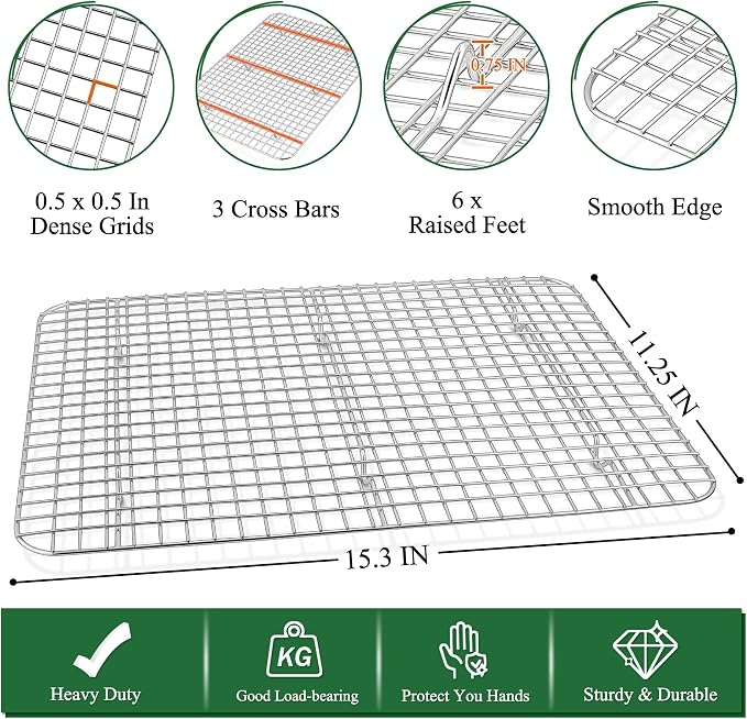 P&P CHEF 16 Inch Baking Sheet and Rack Set, Stainless Steel Cookie Sheets Oven - Image 3