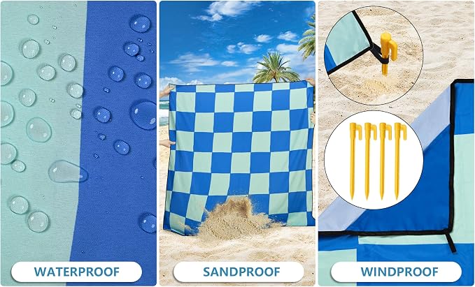 HIHOHO Beach Blanket Waterproof Sandproof Extra Large Beach Mat 79" X - Image 3