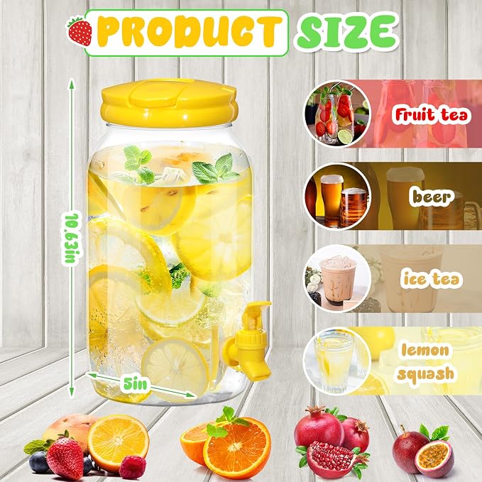 Uiifan 4 Pcs 1 Gallon Plastic Drink Dispenser - Image 3