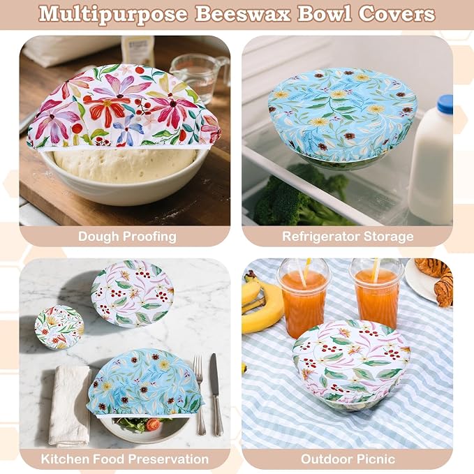 5-Size Reusable Beeswax Bowl Covers - Image 5