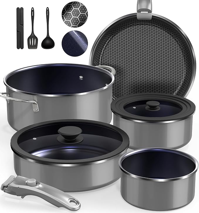 DUXANO Ceramic Pots and Pans Set Non Stick, 2026 Upgraded Hybrid Frypan by Duxano