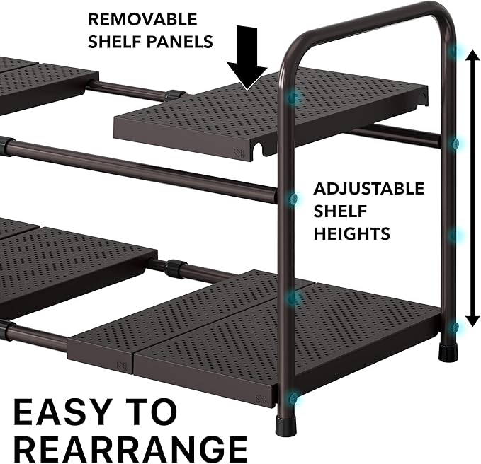 Simple Houseware Under Sink 2-Tier Heavy Duty Expandable Rack Organizer - Image 4