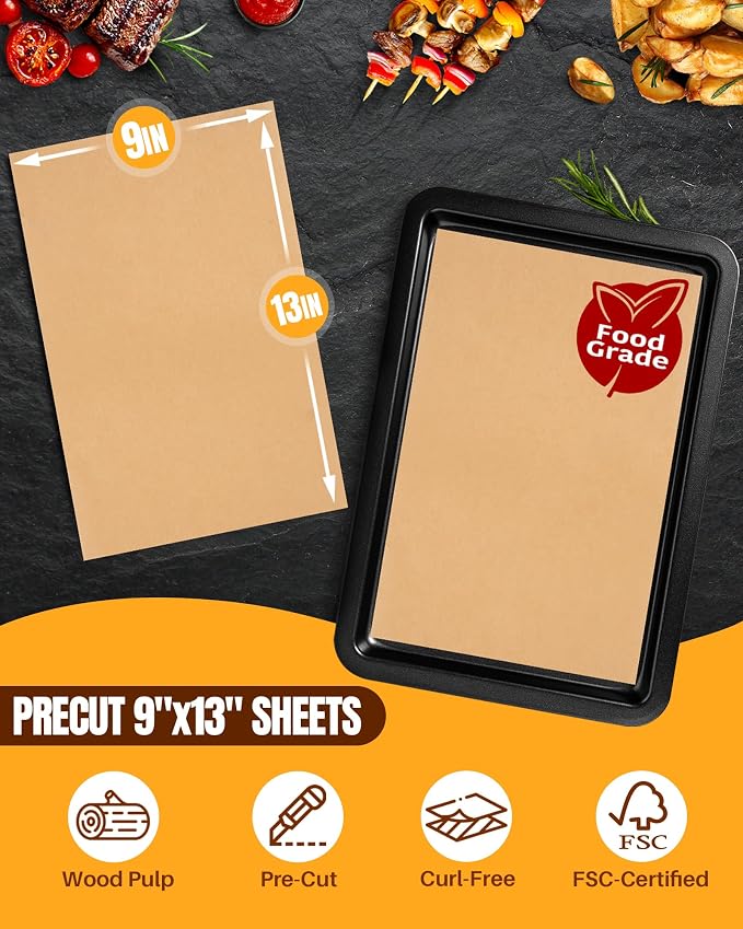 140 Parchment Paper Sheets 9x13 Inch | Precut Unbleached Baking Paper Sheets - Image 2