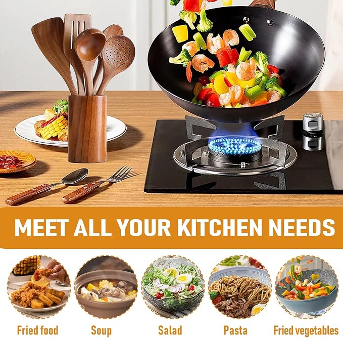 Wooden Kitchen Utensil Set, 9-Piece Cooking Tools - Image 4