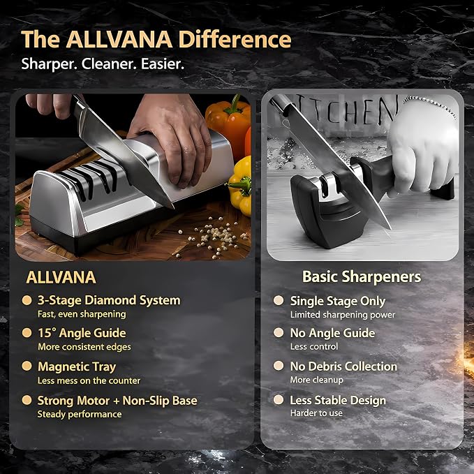Electric Knife Sharpener for Kitchen, 3-Stage Professional Kitchen Knife - Image 5