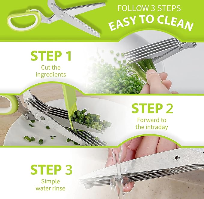 2-Pack Herb Scissors Set with 5 Blades & 3 Blades, Paper Shredding, with - Image 5