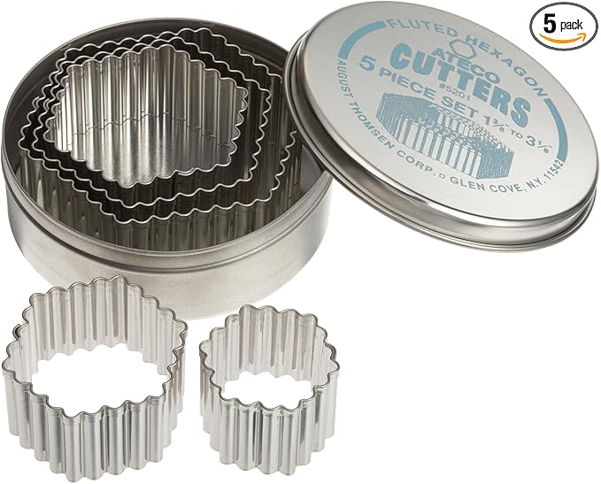 Ateco Fluted Edge Hexagon Cutters in Graduated Sizes, Stainless Steel by Ateco