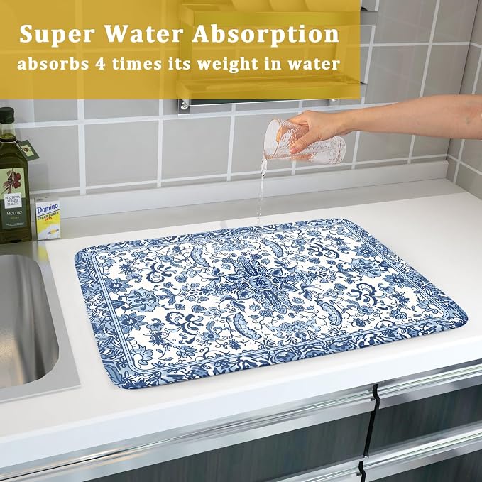 Chinoiserie Floral Dish Drying Mat - Image 7