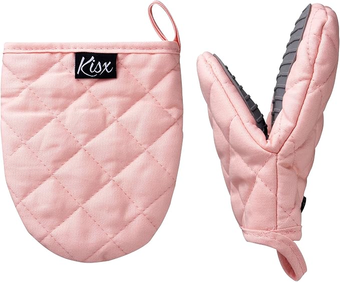 Pink Silicone Oven Mitts & Pot Holders Set by KisxLiving