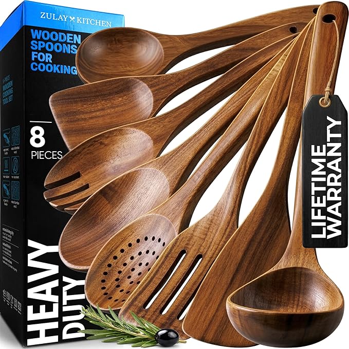 Zulay Kitchen Premium 8-Piece Wooden Spoons by ZulayKitchen