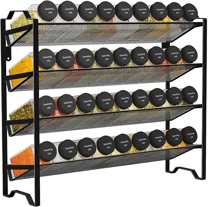 Simple Trending 2 Pack 4 Tier Spice Rack Organizer, Stackable Kitchen Counter - Image 8