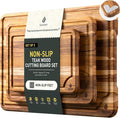 Teak Wood Cutting Board Set for Kitchen High-End Non Toxic Non Slip Over Sink by Socisen
