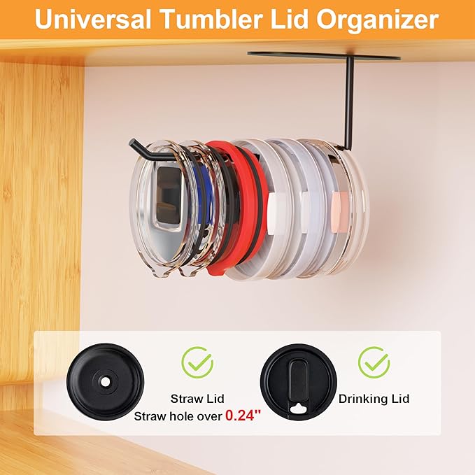 4 Pack Tumbler Lid Organizer, Space Saving Cup Lid Organizer - Image 3