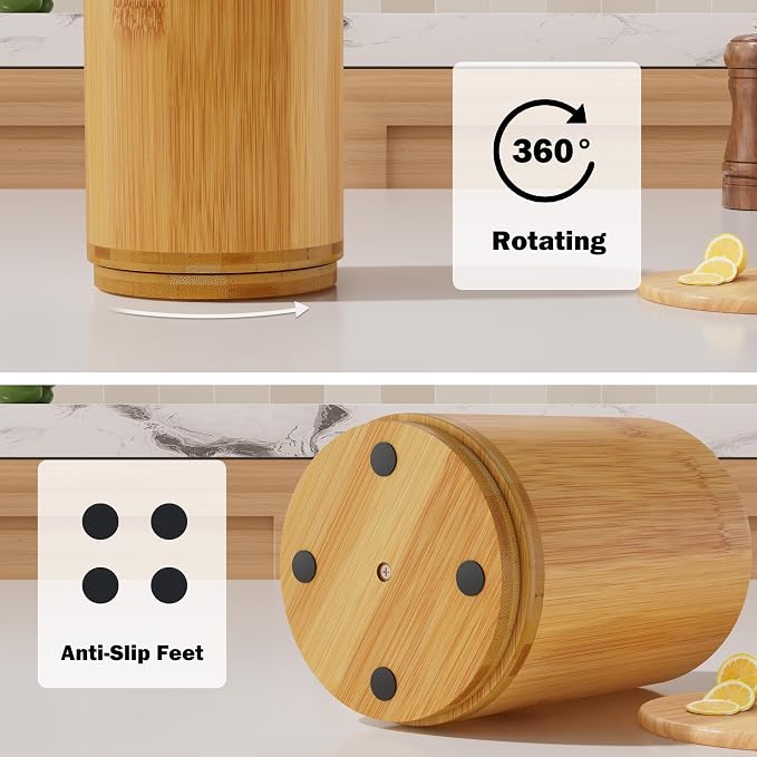 Utensil Holder, Bamboo Kitchen Utensil Holder - Image 6