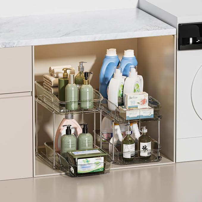 Delamu 2-Tier Under Sink Organizers and Storage, Pull Out Kitchen Pantry - Image 6