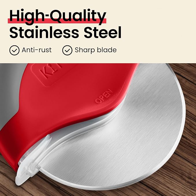 Kitchy Pizza Cutter Wheel with Protective Blade Cover, Ergonomic Pizza Slicer - Image 6