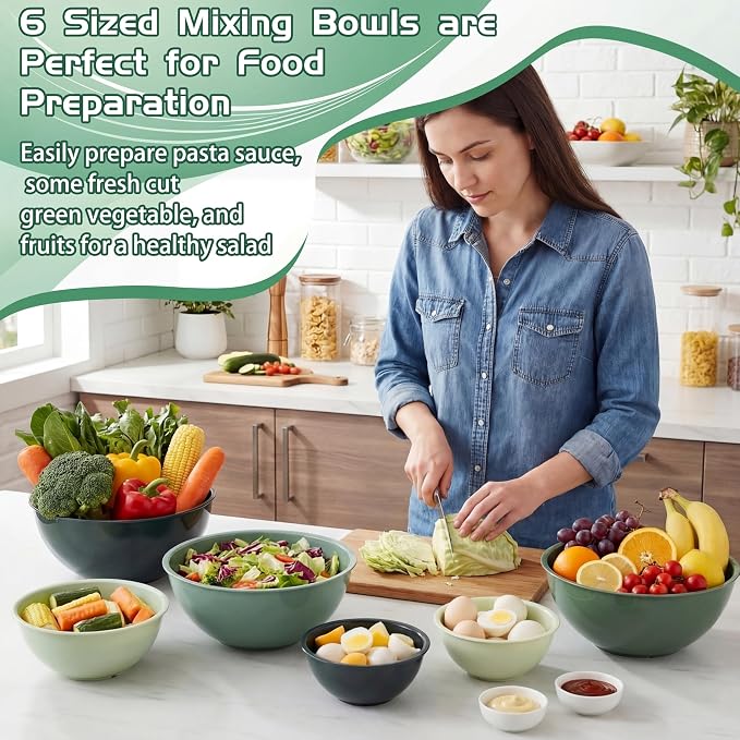 LemonRoad 6 Pcs Plastic Mixing Bowl Set - Image 6