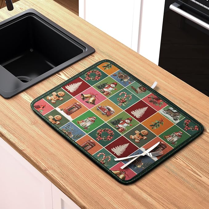 Christmas Dish Drying Mats for Kitchen Counter Cute Xmas Holiday Dish Drainer - Image 6