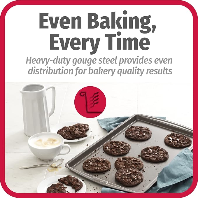 GoodCook Everday Nonstick Carbon Steel 17 x 11-Inch Baking Sheet Set, 2 Pack – - Image 3