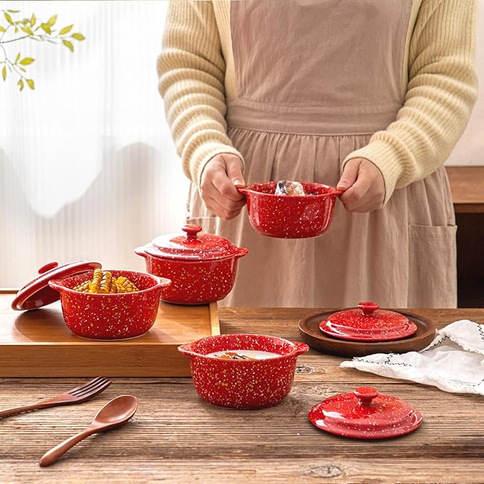 4-Pack 10 Oz Ceramic Mini Cocotte Set - Image 5