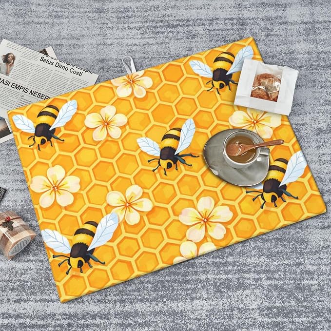 Bee Dish Drying Mat For Kitchen Counter Absorbent Large Kitchen Fast Dry Pad - Image 8
