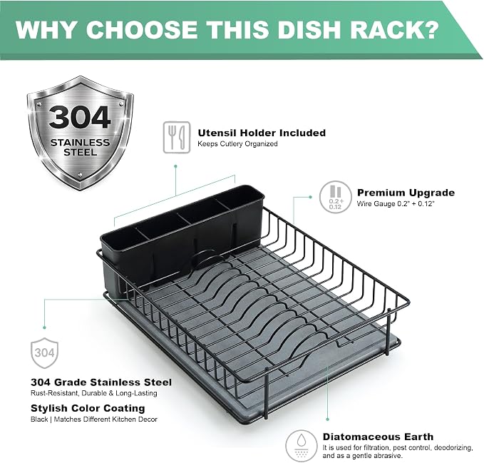 SunnyPoint 304 Stainless Steel Dish Drying Rack - Image 4