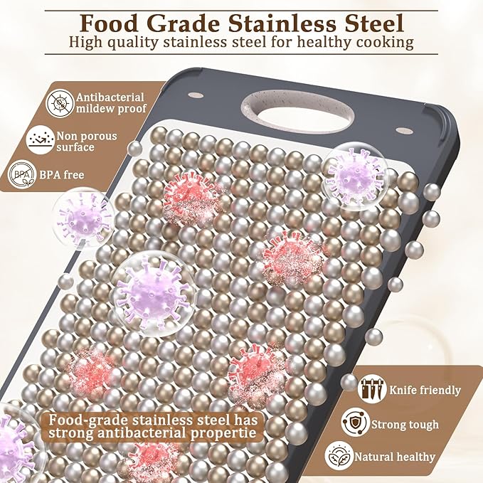 GUANCI Cutting Board for Kitchen Double Sided 304 Stainless Steel Chopping - Image 3