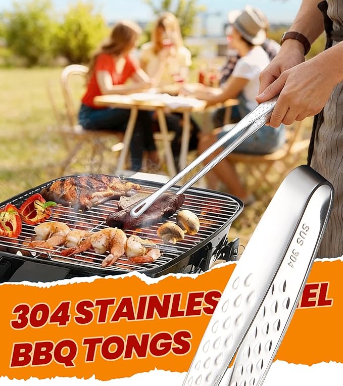 Ugotit 6 Pack Cooking Tongs 11 Inch, Korean BBQ Tongs Stainless Steel Kitchen - Image 3