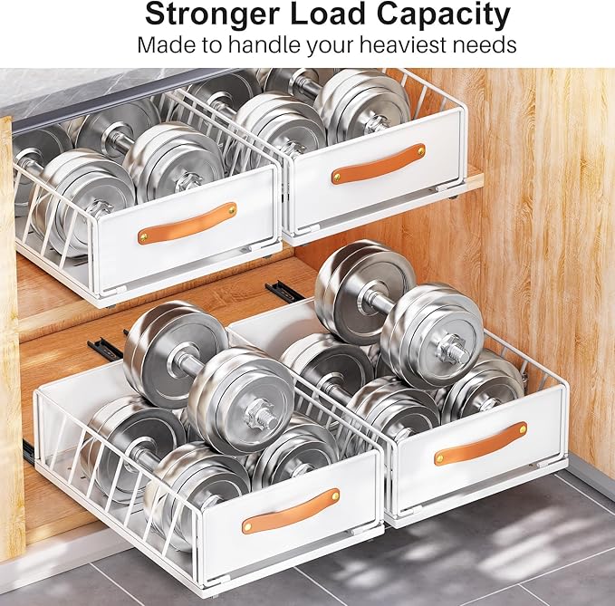 4Pack Pull out Cabinet Organizer, Heavy Duty Slide out Pantry Shelves Drawer - Image 5