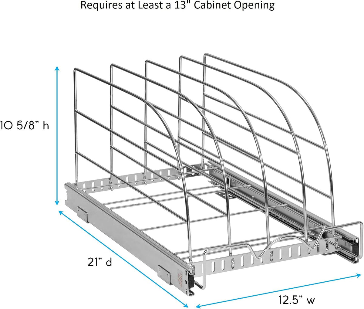 Pull Out Organizer for Bakeware, Cutting Board and Trays, 12.5”W x