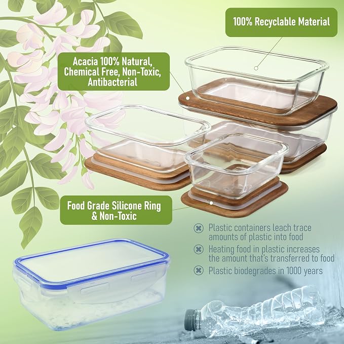 Glass Container Set with Acacia Lids - Image 6