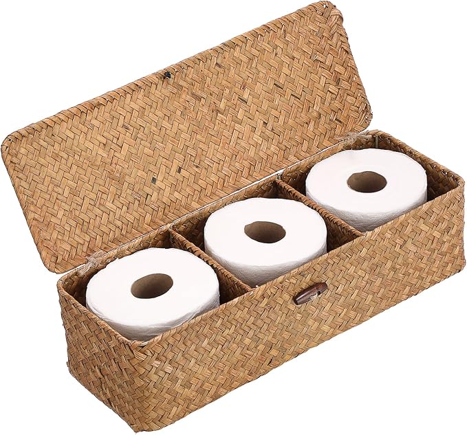 Hipiwe Handwoven Wicker Basket Box Rectangular Wardrobe Home Organizer by Hipiwe
