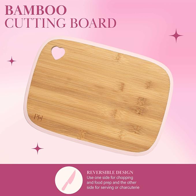 Paris Hilton Reversible Bamboo Cutting Board and Cutlery Set - Image 7